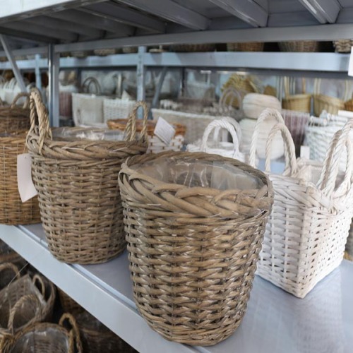 Beautiful hottest grey set of 3 pcs willow wicker basket pot with ear in Europe