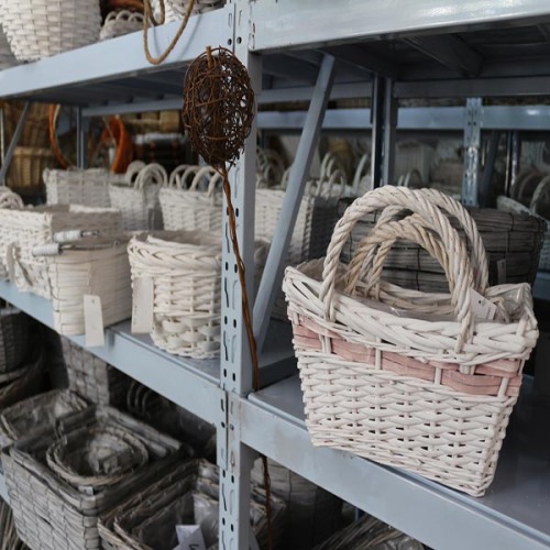 5pcs woodchip and wicker storage basket