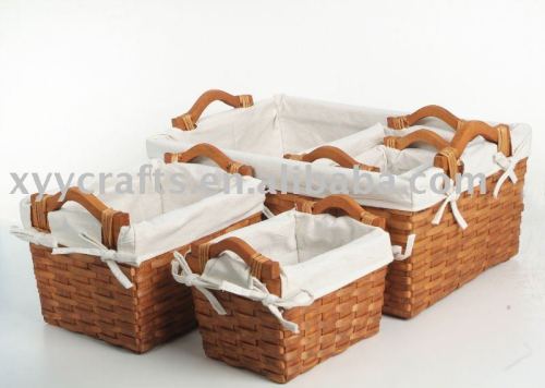 white beautiful design a set of 5 pcs willow wicker flower basket