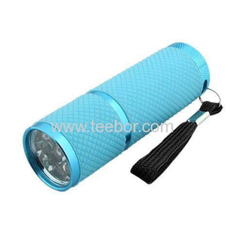9 LED White Light Portable Handy Flashlight Torch Blue