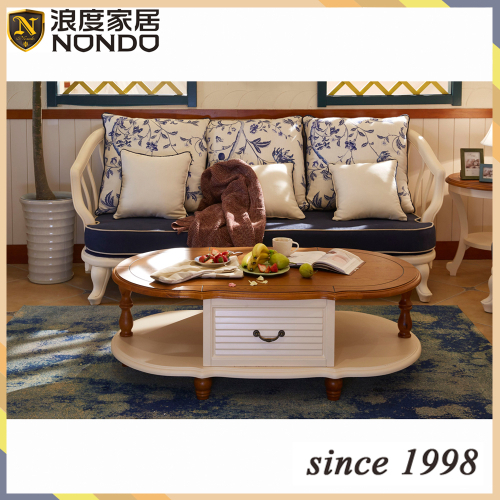 Shunde living room furniture oval solid wood tea/side table