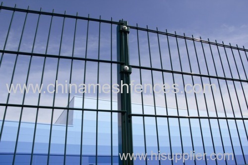Green Powder-coating Twin Wire 2D Panel Fencing
