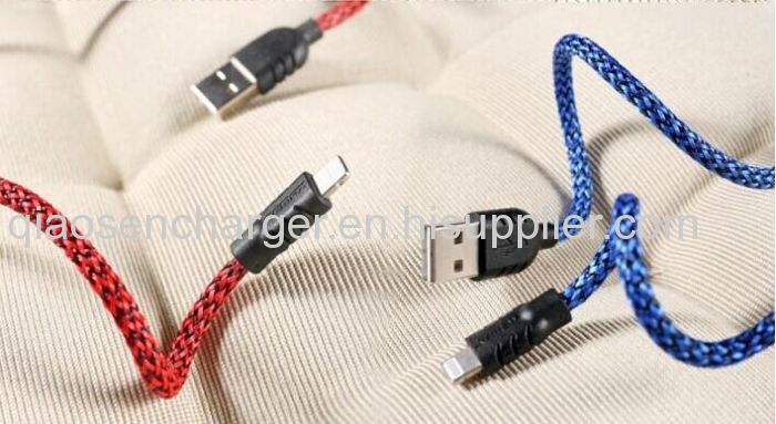 Wholesale product REMAX cable,high purity anaerobic copper line,nylon fibre braid cable for iphone5/6 samsung v8