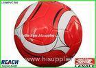 Red Machine Stitched Leather Soccer Ball Official Size for Amateur Match