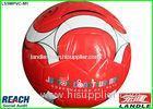 Custom Printed Machine Stitched Soccer Ball Regulation Size , Red