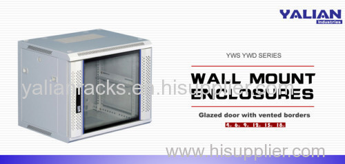 4U 6U 8U 9U 12U 15U 18U single section wall mount cabinets glass door with round vented borders RAL 9004