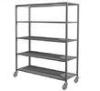 Silver Removable 5 Tier Stainless Steel Storage Shelves With Wheels / Caster