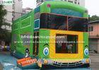Outdside Green Bus Inflatable Bounce Houses Backyard Bouncers Custom