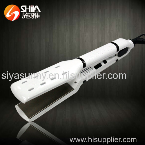 New professional design teeth bright plate flat iron hair straightener with teeth LED