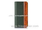 Green Leather Wooden Iphone 4 Cover / Iphone 4S Wood Back Case for Cell Phones
