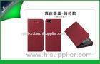 Rose Red IPhone 5s Genuine Leather Flip Wallet Case Cover With Card Holder