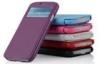 Slim Purple Samsung Leather Phone Cases For Galaxy S4 With Stand / Window