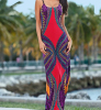 Dress ODM service wholesale polyester and spandex print Bohemian dresses o-neck plus size maxi dress