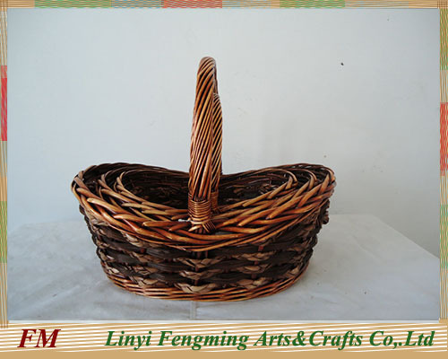 Beautiful white wicker flower basket & indoor decoration basket cheap flower pot