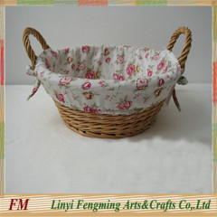 Europe style Eco-friendly pure handmade willow basket wicker fruit tray with liner