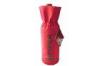 Red Durable Fabric Wine Bottle Pouch With Drawstring Ribbon