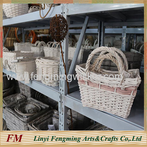 Europe style 3pcs white willow baskets for wedding 