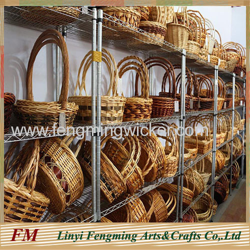 3pcs rectangle wicker basket for wedding decoration with handle
