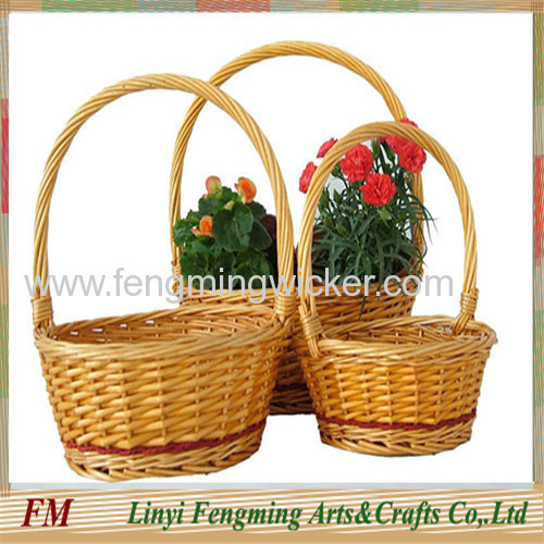 Rectangularl willow gift basket with handle