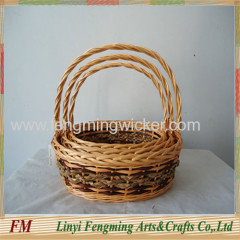 Round wicker rose basket with liner