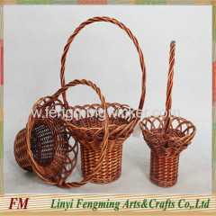 3pcs brown wicker flower basket