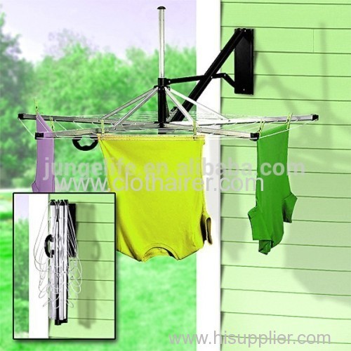 18 Meter Drying Space 5-Arm Umbrella Aluminum Folding Clothes Airer Dryer Wall Mounted