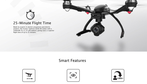 Yuneec Q500m Typhoon Quadcopter with Free Handheld CGO SteadyGrip Gimbal. Extra Battery & Extra Propellers Included.