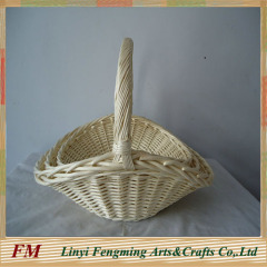 Oval grey wicker bread basket for room decoration