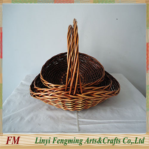 3pcs Eco-friendly Brown Wicker Basket and wicker baskets with lids