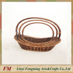 FOLK Art Handmade brown wicker gift basket set for wedding flower