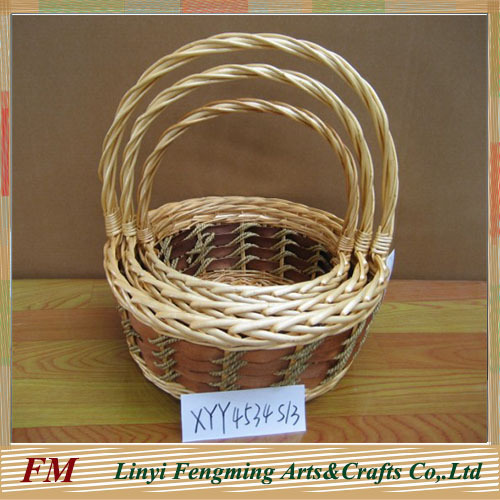 Pure handmade Folk Art 3pcs round wicker basket gift basket for wedding decroation