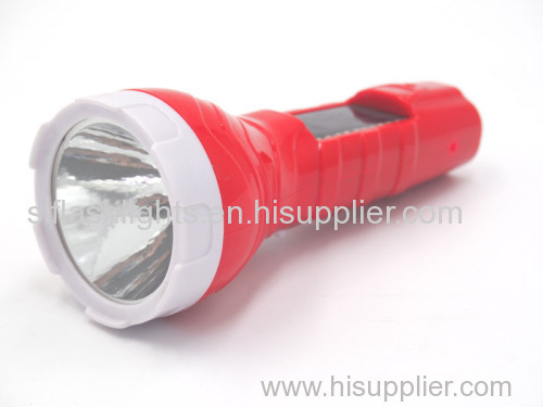 Plastic Solar LED Rechargeable Flashlight