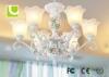 Traditional Crystal Ceiling 6 Light Chandelier , White E27 / E26 LED Pendant Chandelier