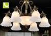 White 220v / 230v Chandelier Ceiling Light Fixtures With Copper + Glass