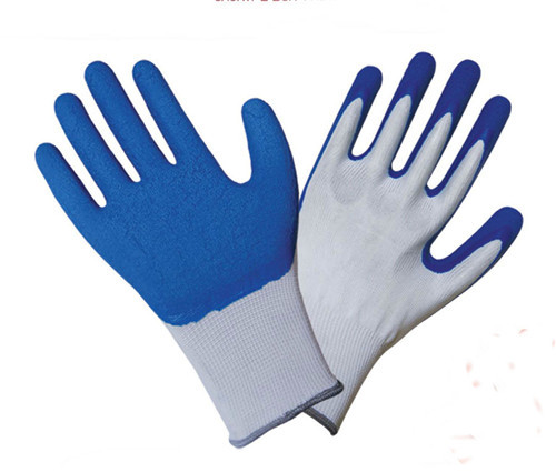 Export processing yarn hang glue Labour protection glove Wear non-slip breathable wrinkle plain flat rubber