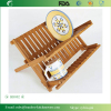 Bamboo Scissor Style Folding Dish Rack Plate Flatware Holder Set