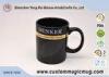 Black Glazed Stoneware Heat Sensitive Custom Magic Mug , FDA And SGS Approved