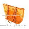 Transparent Ladies Tote Bags Clear PVC Handbags , Orange / Red / Blue