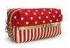 Red Cotton Womens Travel Cosmetic Bags Cosmetic Handbags Fashionable