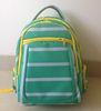 OEM ODM Green White Polyester Striped Backpacks with Laptop Pocket