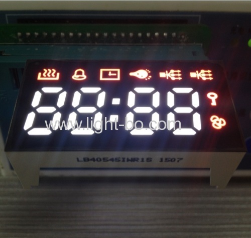 Custom Ultra Red & Ultra White 4 Digit 7 Segment LED Display Common Anode for gas cookers
