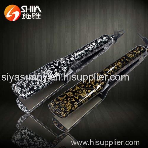 Titanium professional water transfer printing hair straightener flat iron private label flat iron power cord in china