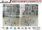 Zinc Surface Foldable Roll Cage Trolley With 4 Wheels , 4 Sided Roll Cages