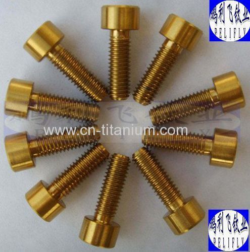 GR5 Ti6Al4V DIN912 hexagon socket cap screws anodized golden color MOQ:100pcs
