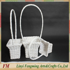 3pcs white wicker willow gift basket/flower basket for wedding