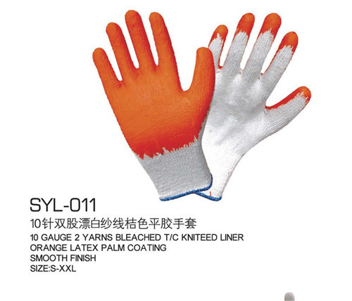 Export level foreign trade the original single 10 knitted rubber gloves White yarn orange tabby latex gloves Prevent sli