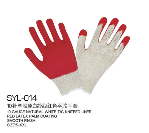 10 the knitting single strands of yarn gloves White yarn plain red latex gloves Prevent slippery wear-resisting export l