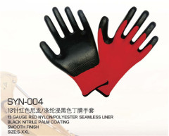 Black nitrile rubber gloves Nylon 13 needle nylon gloves nitrile gloves