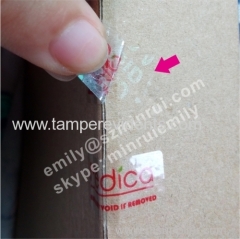 Custom Tamper evident transparent seal stickers custom transparent void security seal sticker