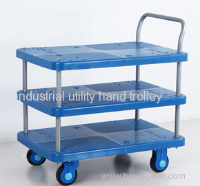 Three layers noiseless plastic platform trolley